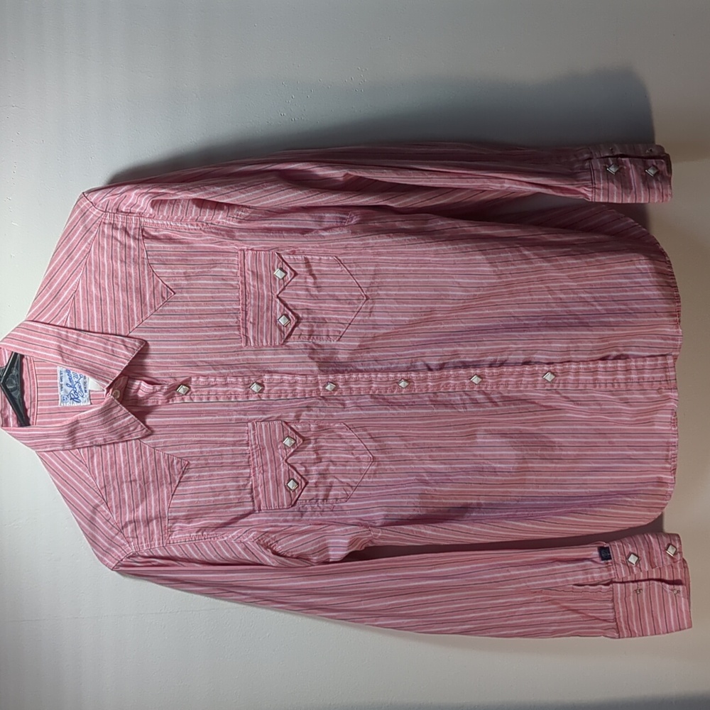 Vintage Pink Rockmount Ranch Striped Button Up Men’s Shirt, Size X Large